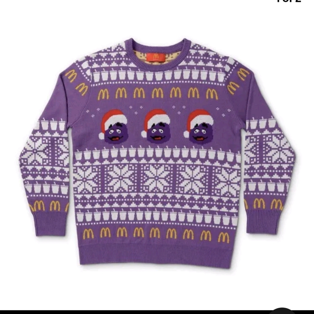 Purple Grimace Holiday Knit Sweater by Mc Donalds  Brand New